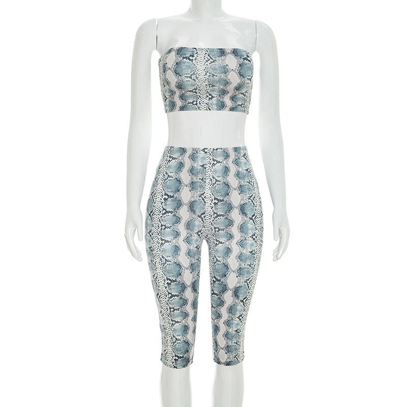 Damer topp och leggings set i snakeskin-design Mirla-Eva Jonsson