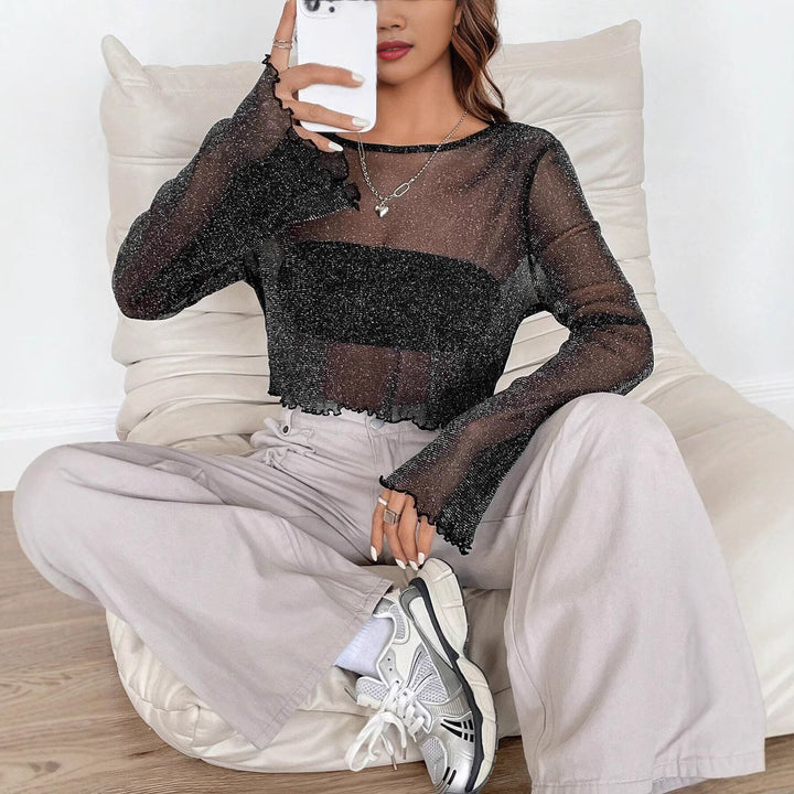 Damer transparent topp med glittrande detaljer Mirla-Eva Jonsson