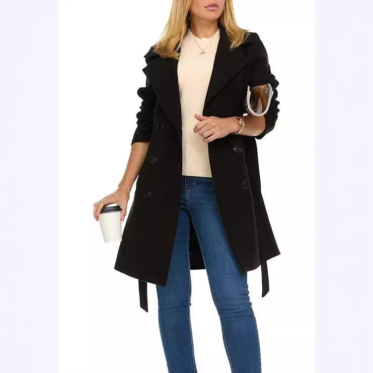 Damer trenchcoat med asymmetrisk nederkant och bred krage Eva Jonsson-Eva Jonsson