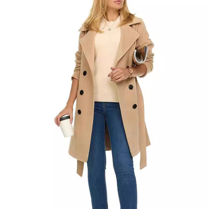 Damer trenchcoat med asymmetrisk nederkant och bred krage Eva Jonsson-Eva Jonsson