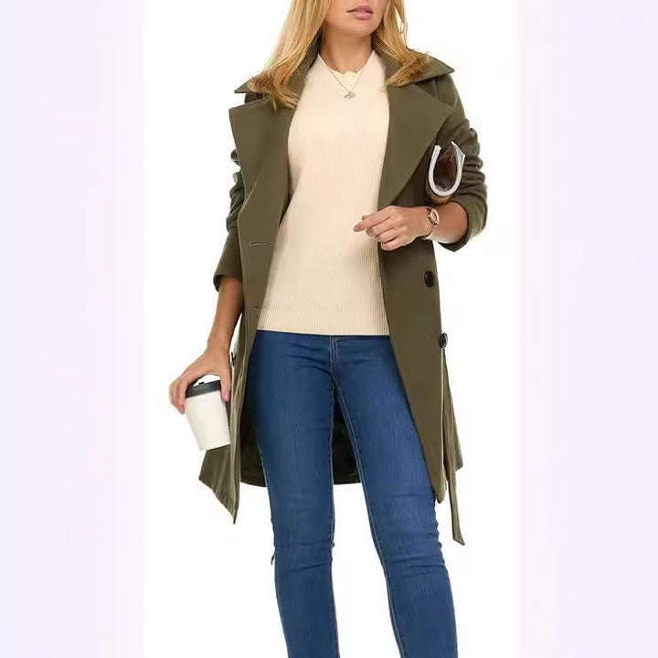 Damer trenchcoat med asymmetrisk nederkant och bred krage Eva Jonsson-Eva Jonsson