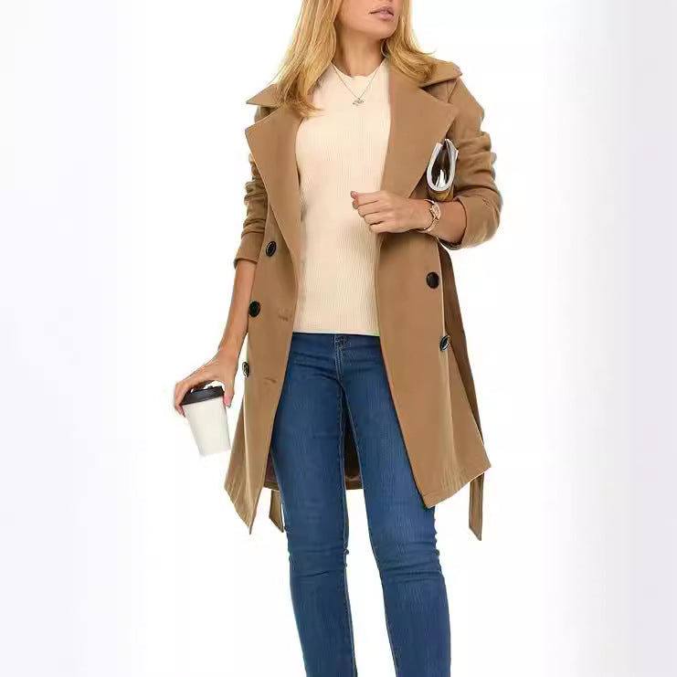 Damer trenchcoat med asymmetrisk nederkant och bred krage Eva Jonsson-Eva Jonsson