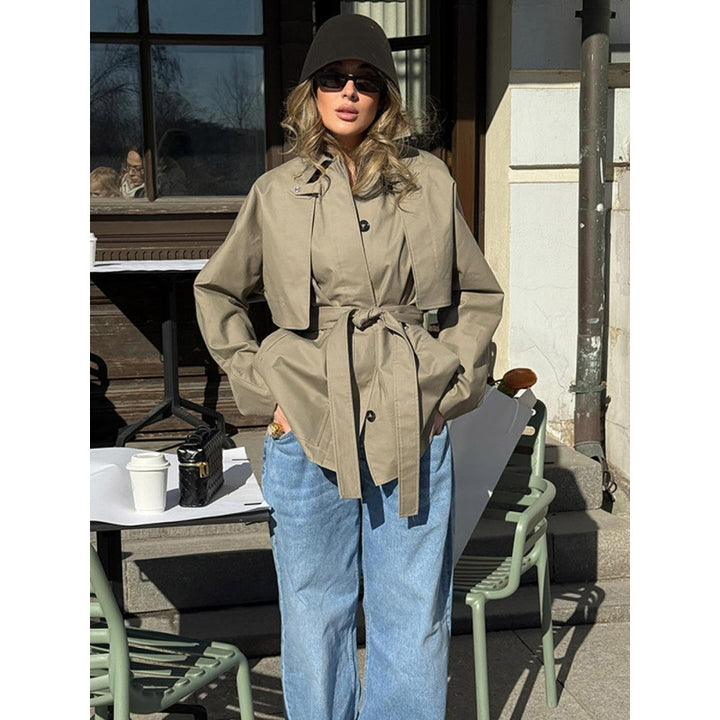 Damer trenchcoat med vid passform och modern bälte Eva Jonsson-Eva Jonsson