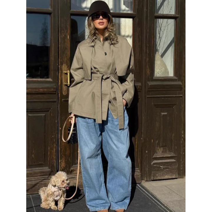Damer trenchcoat med vid passform och modern bälte Eva Jonsson-Eva Jonsson