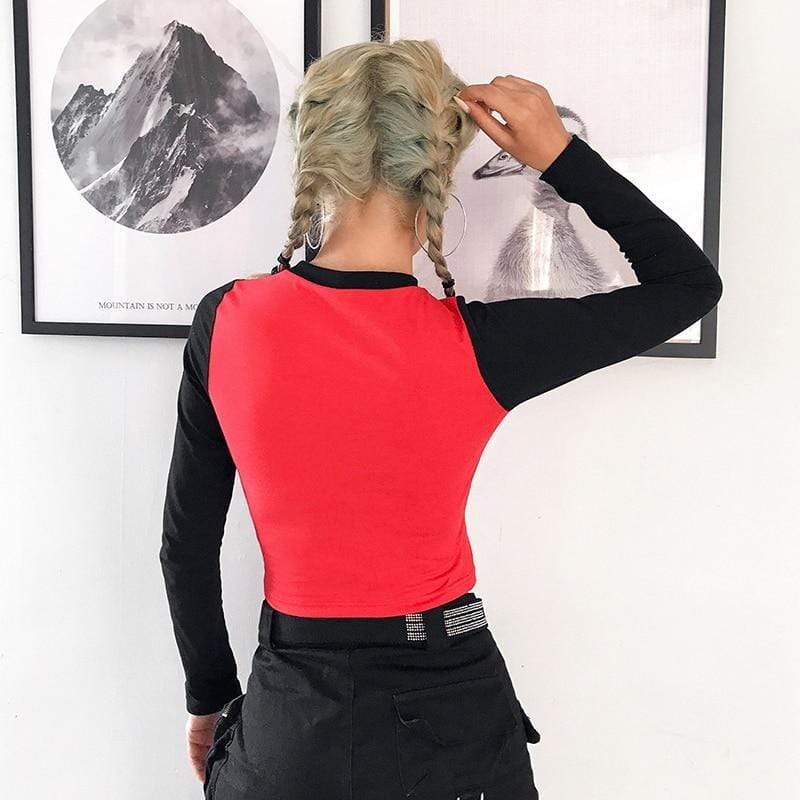 Damer trendig Raglan-crop-top med dödskalletryck Mirla-Eva Jonsson