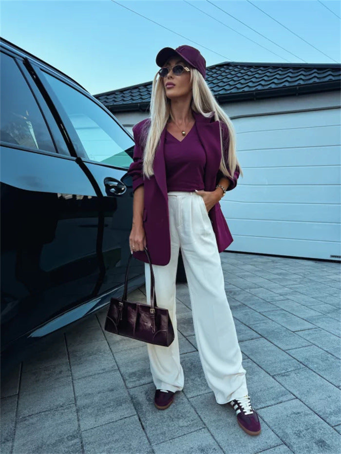 Damer trendig blazer med integrerad huva och stiliga byxor Mirla-Eva Jonsson