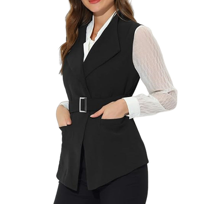 Damer trendig figursydd blazer med stora fickor och bälte Mirla-Eva Jonsson