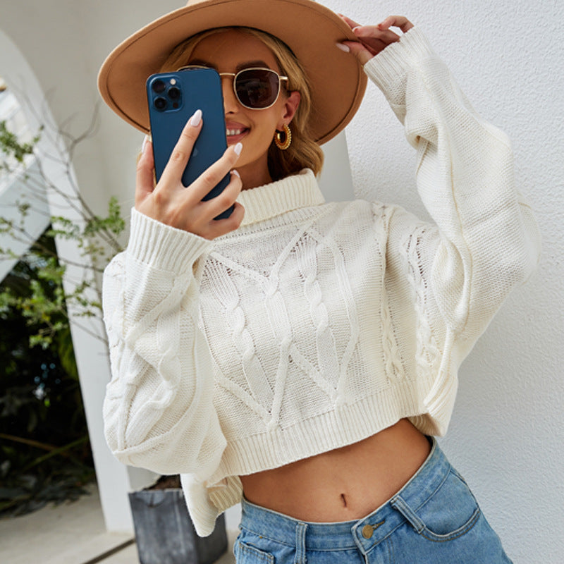 Damer trendig grovstickad Crop-Pullover Eva Jonsson-Eva Jonsson