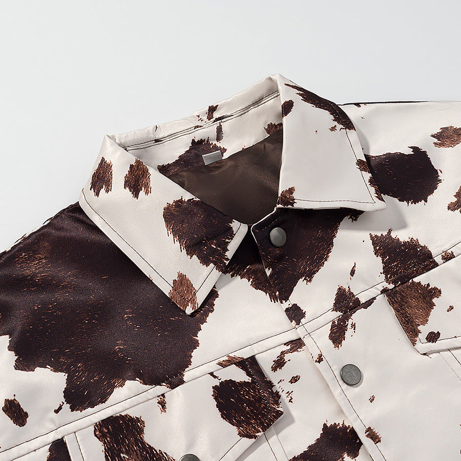 Damer trendig konstläderjacka i trendig cow-print Mirla-Eva Jonsson