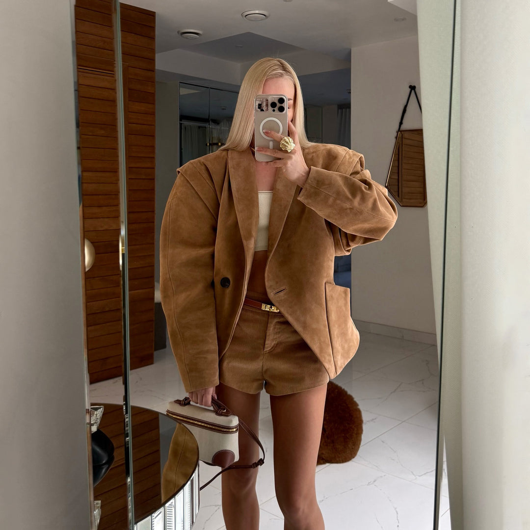 Damer trendig oversized suede blazerjacka Mirla-Eva Jonsson