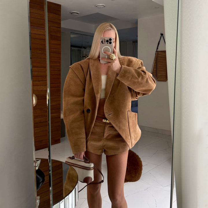 Damer trendig oversized suede blazerjacka Mirla-Eva Jonsson
