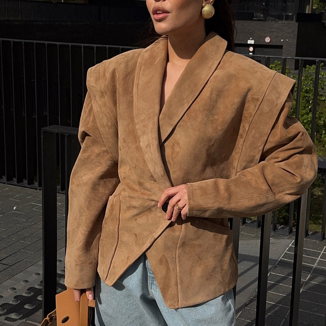 Damer trendig oversized suede blazerjacka Mirla-Eva Jonsson