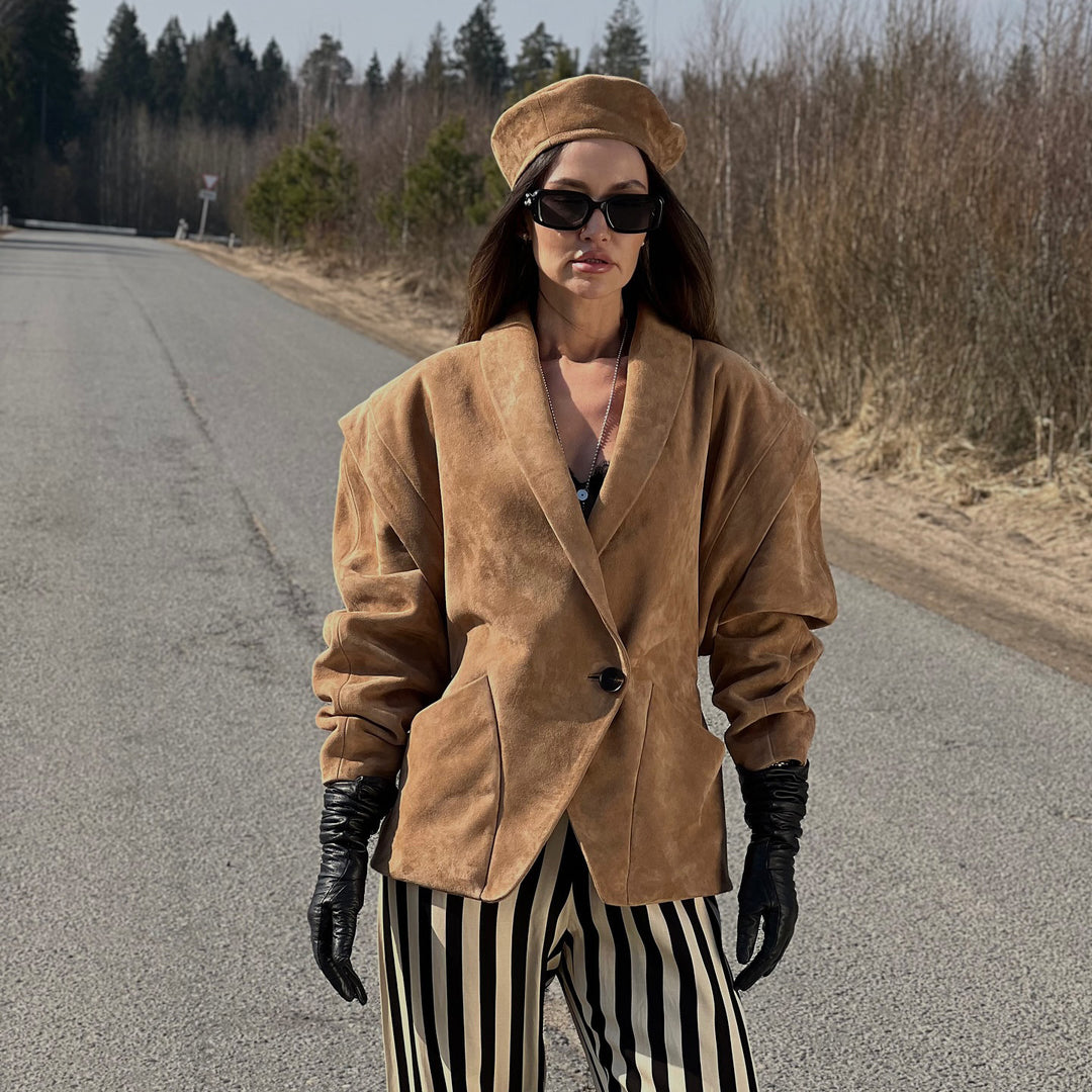 Damer trendig oversized suede blazerjacka Mirla-Eva Jonsson