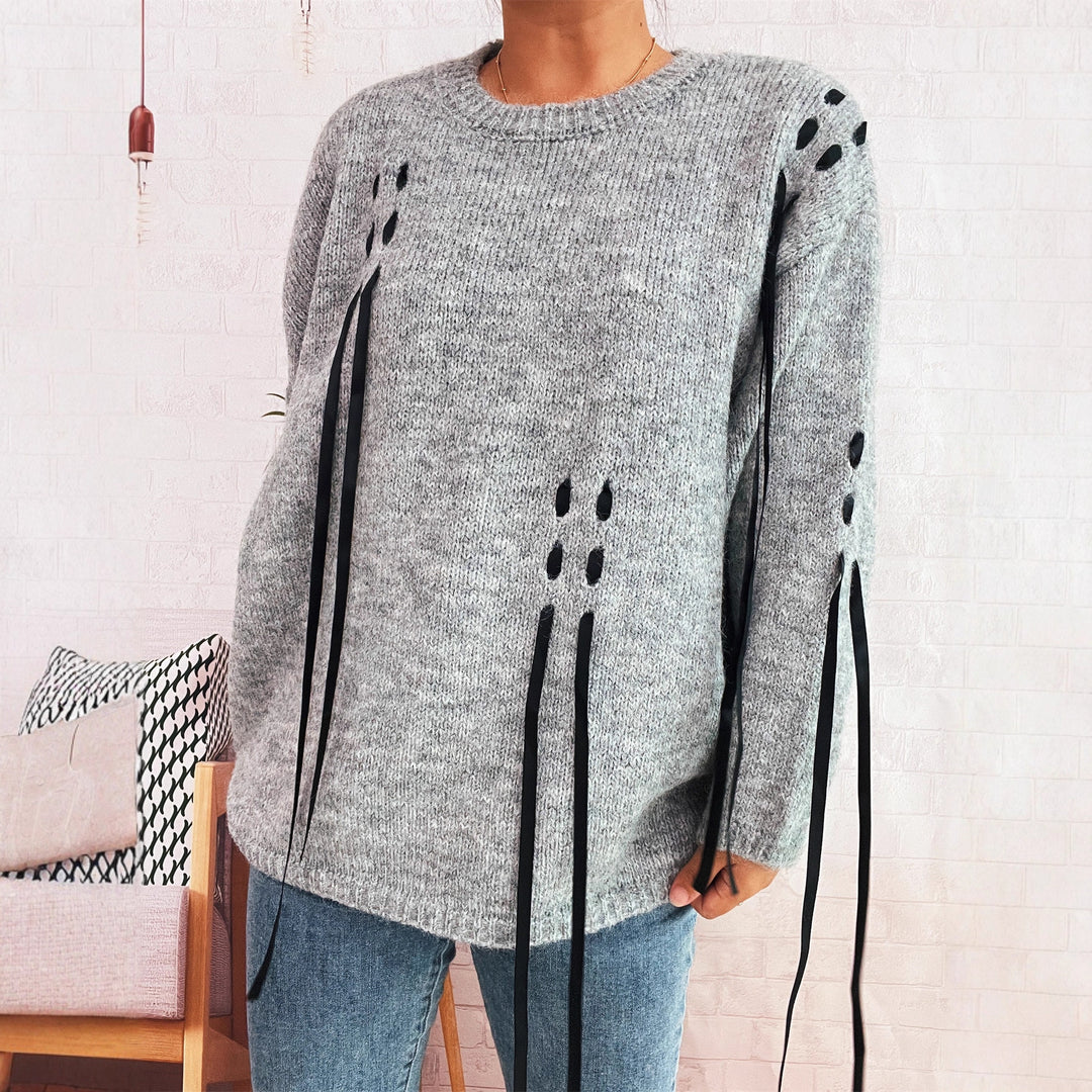 Damer trendig oversized tröja med unika snörningsdetaljer Mirla-Eva Jonsson