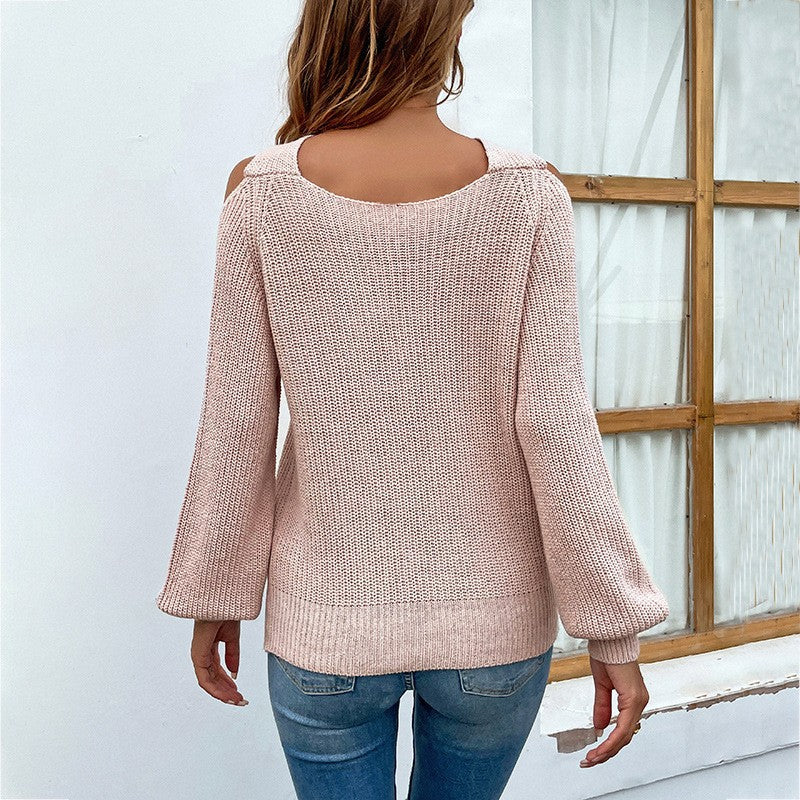 Damer trendig tröja med off-shoulder design och lekfull slits Eva Jonsson-Eva Jonsson