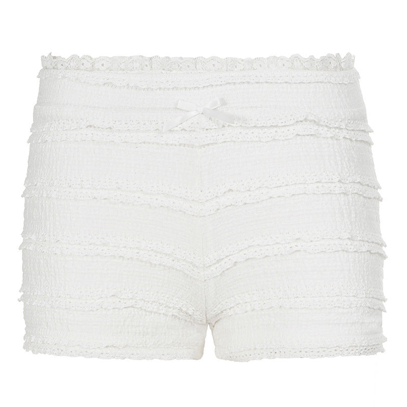 Damer trendiga shorts med volangdesign och elastisk midja Mirla-Eva Jonsson
