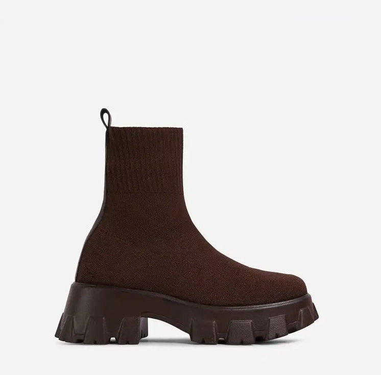 Damer trendiga stövlar med hög skaft och robust plattform Eva Jonsson-Eva Jonsson