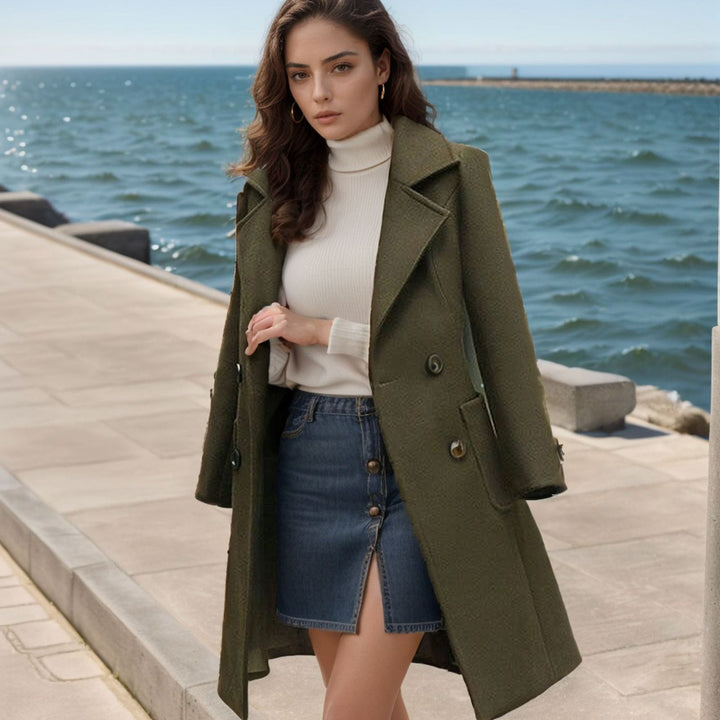 Damer trendy oversized ull trenchcoat med dubbel knapprad Mirla-Eva Jonsson