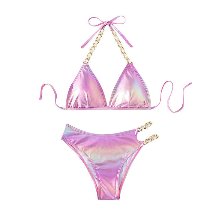 Damer triangel-bikini med eleganta kedjeakenter och färgväxlande effekt Mirla-Eva Jonsson