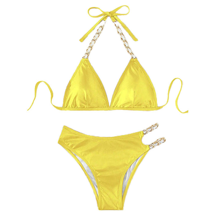 Damer triangel-bikini med eleganta kedjeakenter och färgväxlande effekt Mirla-Eva Jonsson