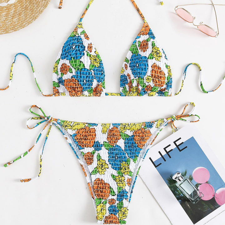 Damer triangel-bikini med färgglad strukturdesign och justerbara axelremmar Mirla-Eva Jonsson