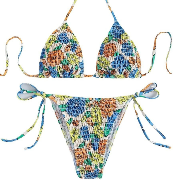 Damer triangel-bikini med färgglad strukturdesign och justerbara axelremmar Mirla-Eva Jonsson