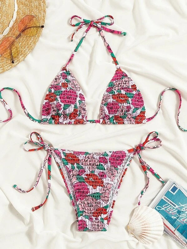 Damer triangel-bikini med färgglad strukturdesign och justerbara axelremmar Mirla-Eva Jonsson