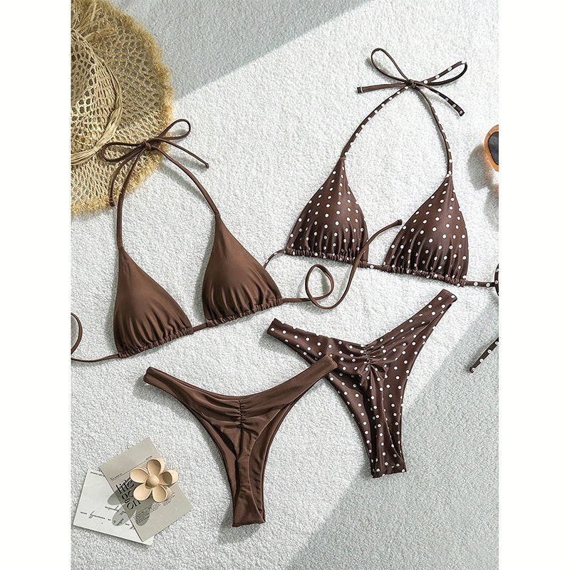 Damer triangel-bikini-set med lekfullt prickmönster och elastiska band Mirla-Eva Jonsson