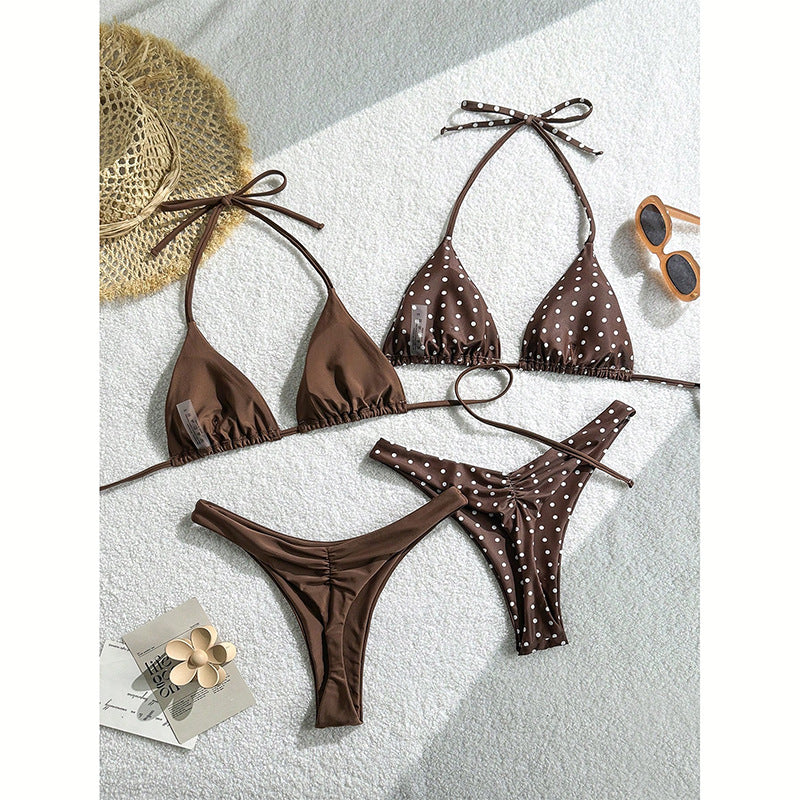 Damer triangel-bikini-set med lekfullt prickmönster och elastiska band Mirla-Eva Jonsson