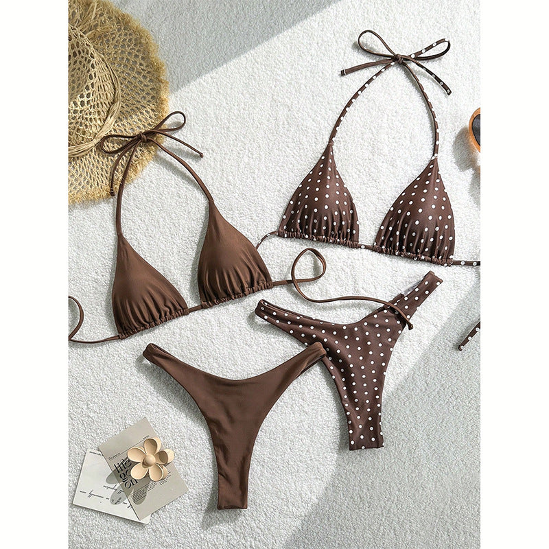 Damer triangel-bikini-set med lekfullt prickmönster och elastiska band Mirla-Eva Jonsson