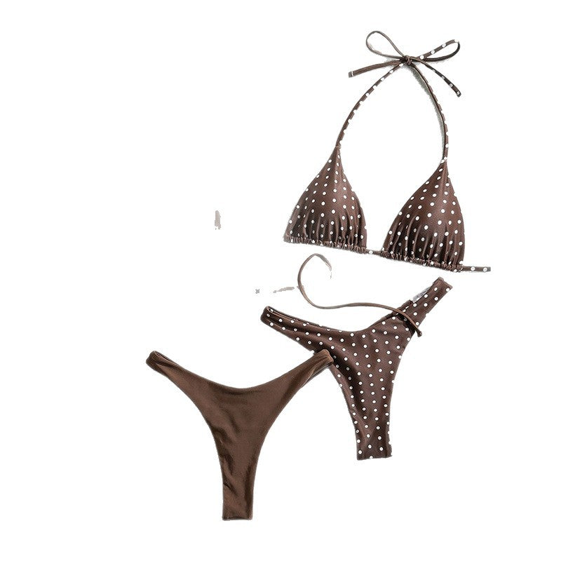 Damer triangel-bikini-set med lekfullt prickmönster och elastiska band Mirla-Eva Jonsson