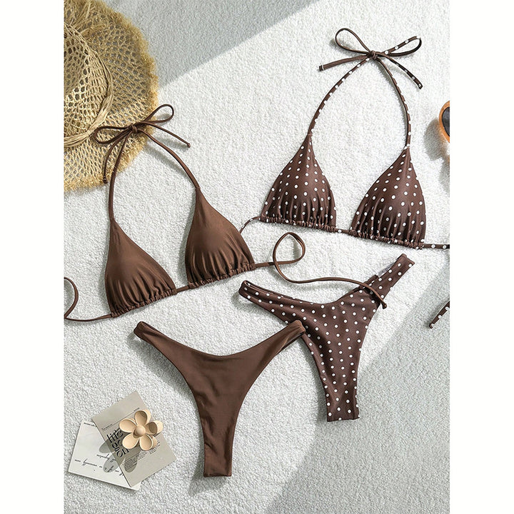 Damer triangel-bikini-set med lekfullt prickmönster och elastiska band Mirla-Eva Jonsson