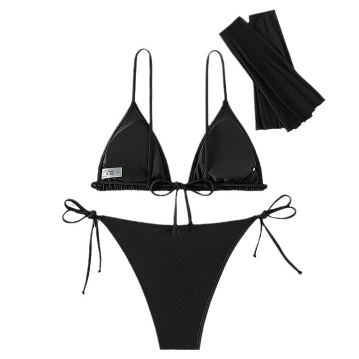 Damer triangelformad bikini-set med genomskinliga ärmar och blommig accent Mirla-Eva Jonsson