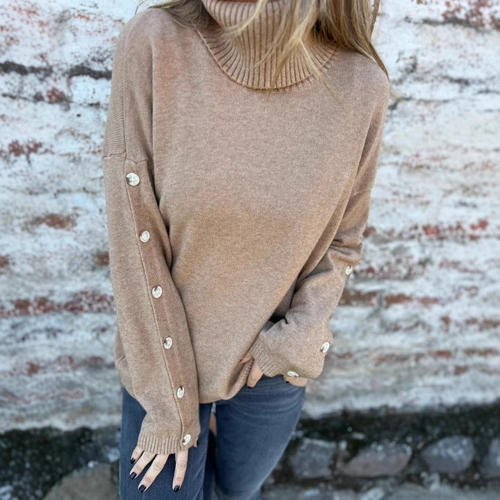 Damer tröja med hög krage och knappar Eva Jonsson-Eva Jonsson