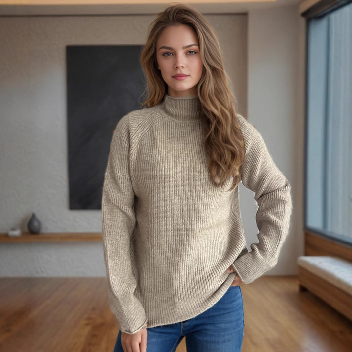 Damer tröja med hög krage och strukturerat stickmönster Mirla-Eva Jonsson