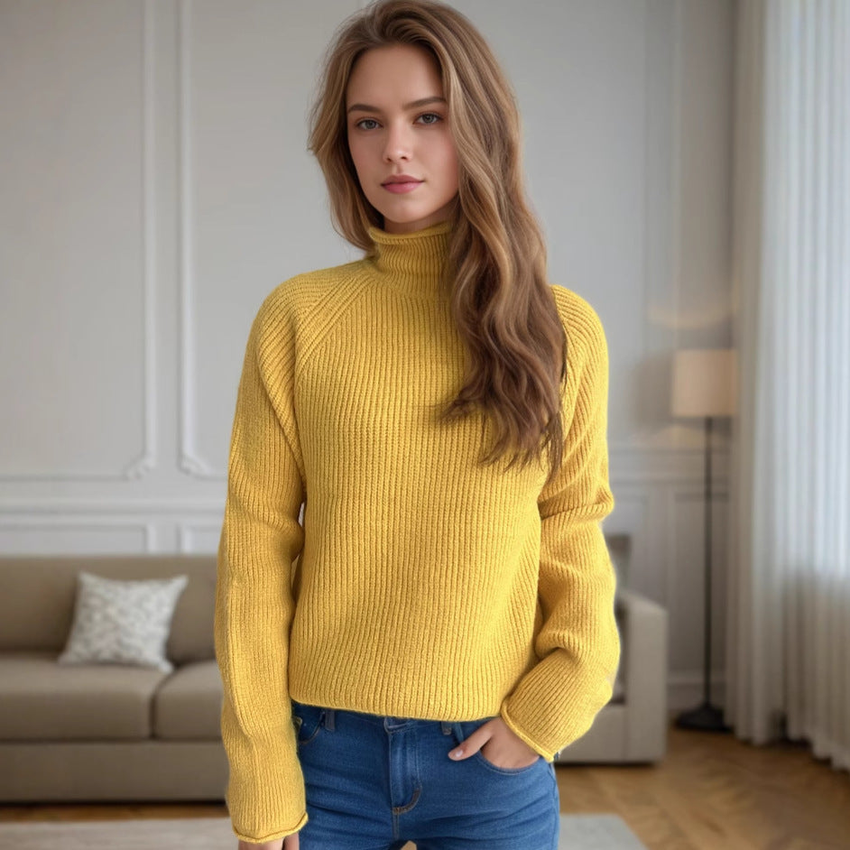 Damer tröja med hög krage och strukturerat stickmönster Mirla-Eva Jonsson