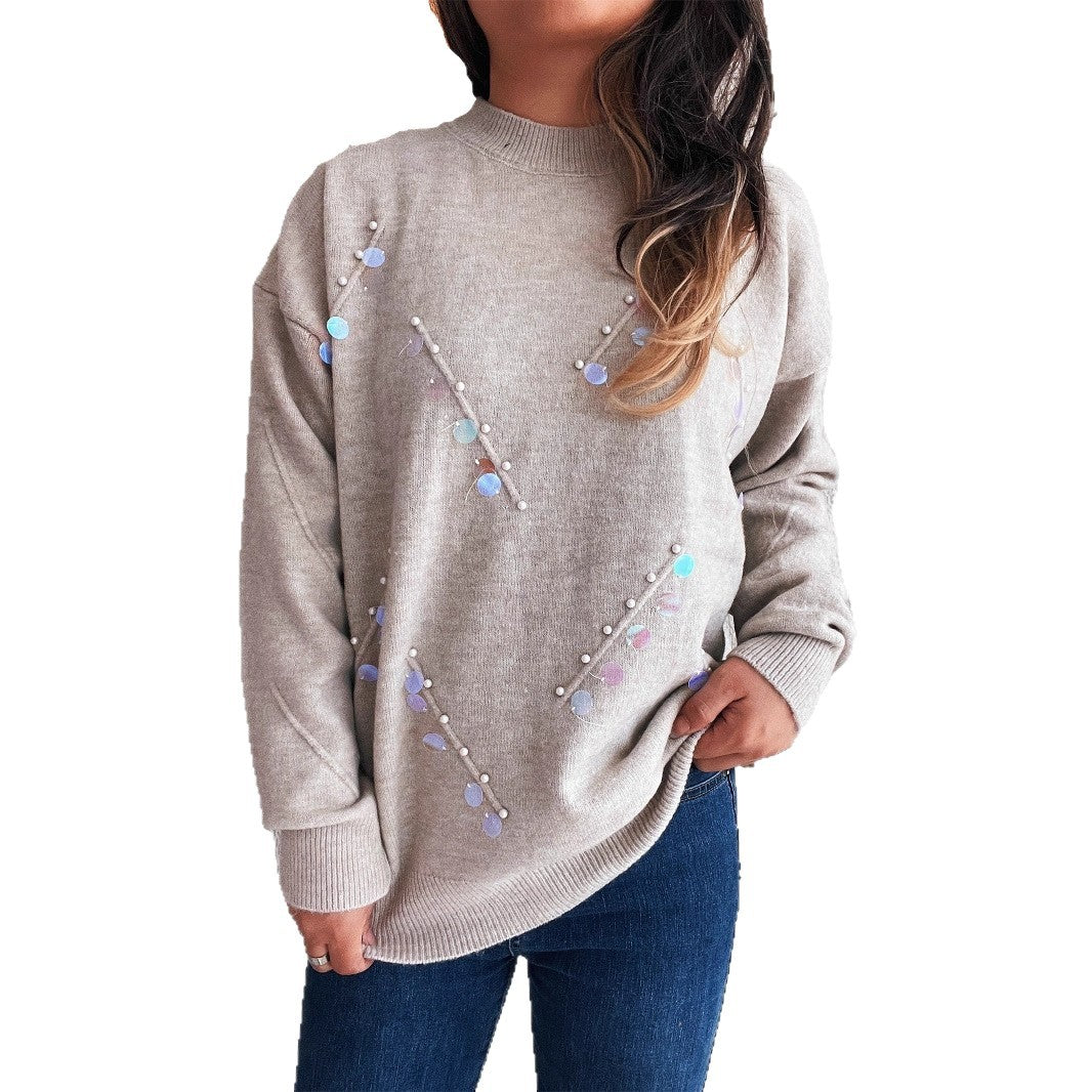 Damer tröja med trendiga pärl- och rhinestone detaljer Mirla-Eva Jonsson