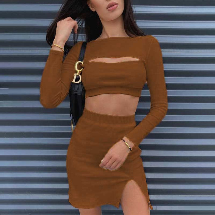 Damer tvådelat set med crop-top och minikjol Mirla-Eva Jonsson