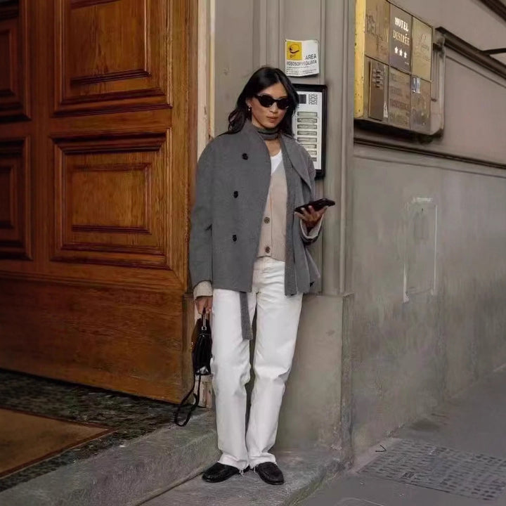 Damer ulljacka med dubbel knappslå och vid passform Eva Jonsson-Eva Jonsson