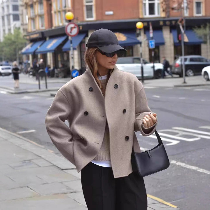 Damer ulljacka med dubbel knappslå och vid passform Eva Jonsson-Eva Jonsson