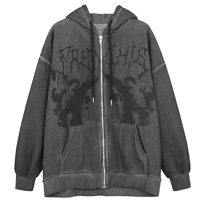 Damer urban hoodie med kreativt grafiskt mönster Mirla-Eva Jonsson