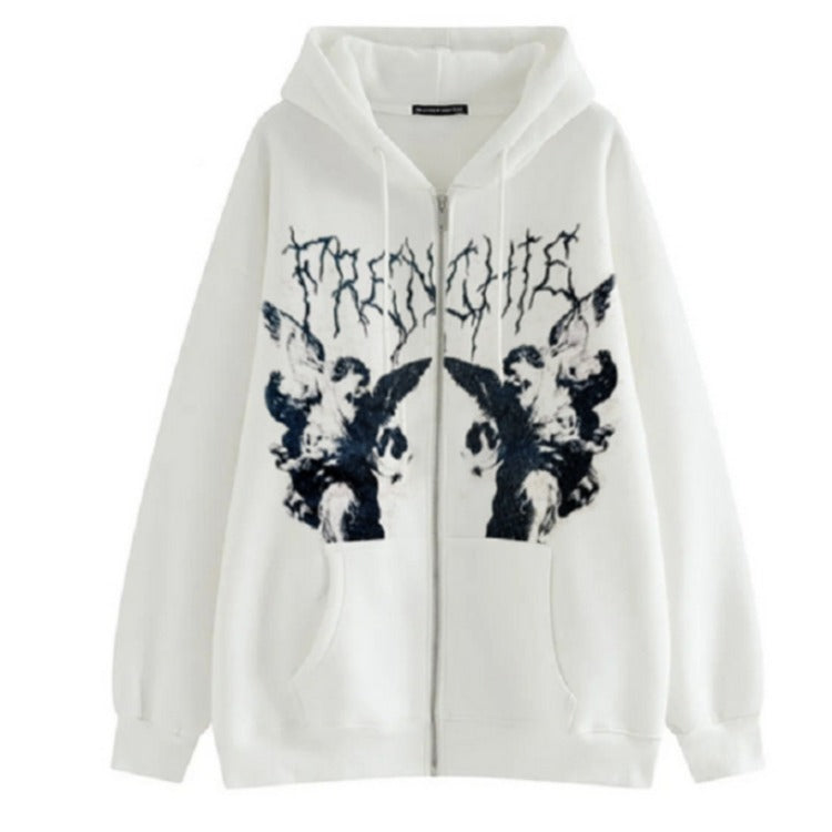 Damer urban hoodie med kreativt grafiskt mönster Mirla-Eva Jonsson