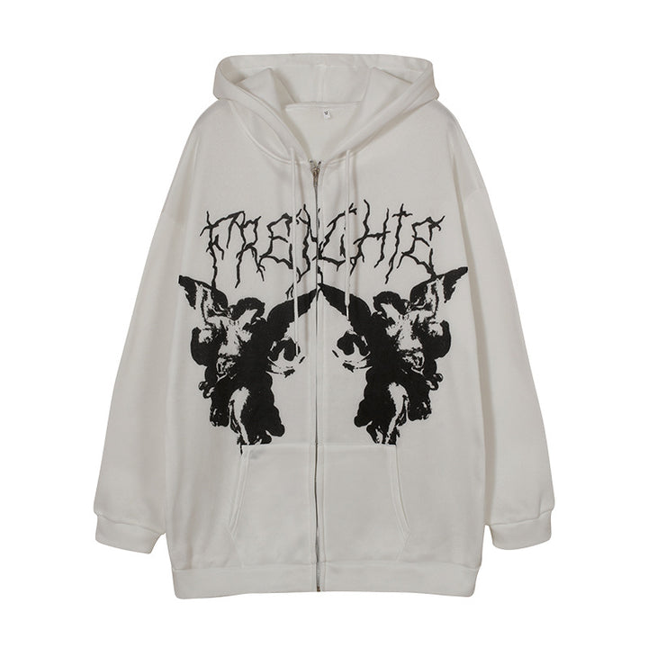 Damer urban hoodie med kreativt grafiskt mönster Mirla-Eva Jonsson