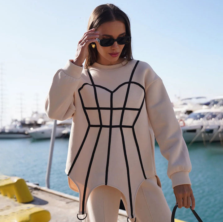 Damer urban sweatshirt med korsett-design Mirla-Eva Jonsson
