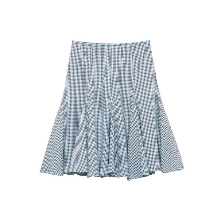 Damer utsvängd Gingham-kjol med veck Mirla-Eva Jonsson