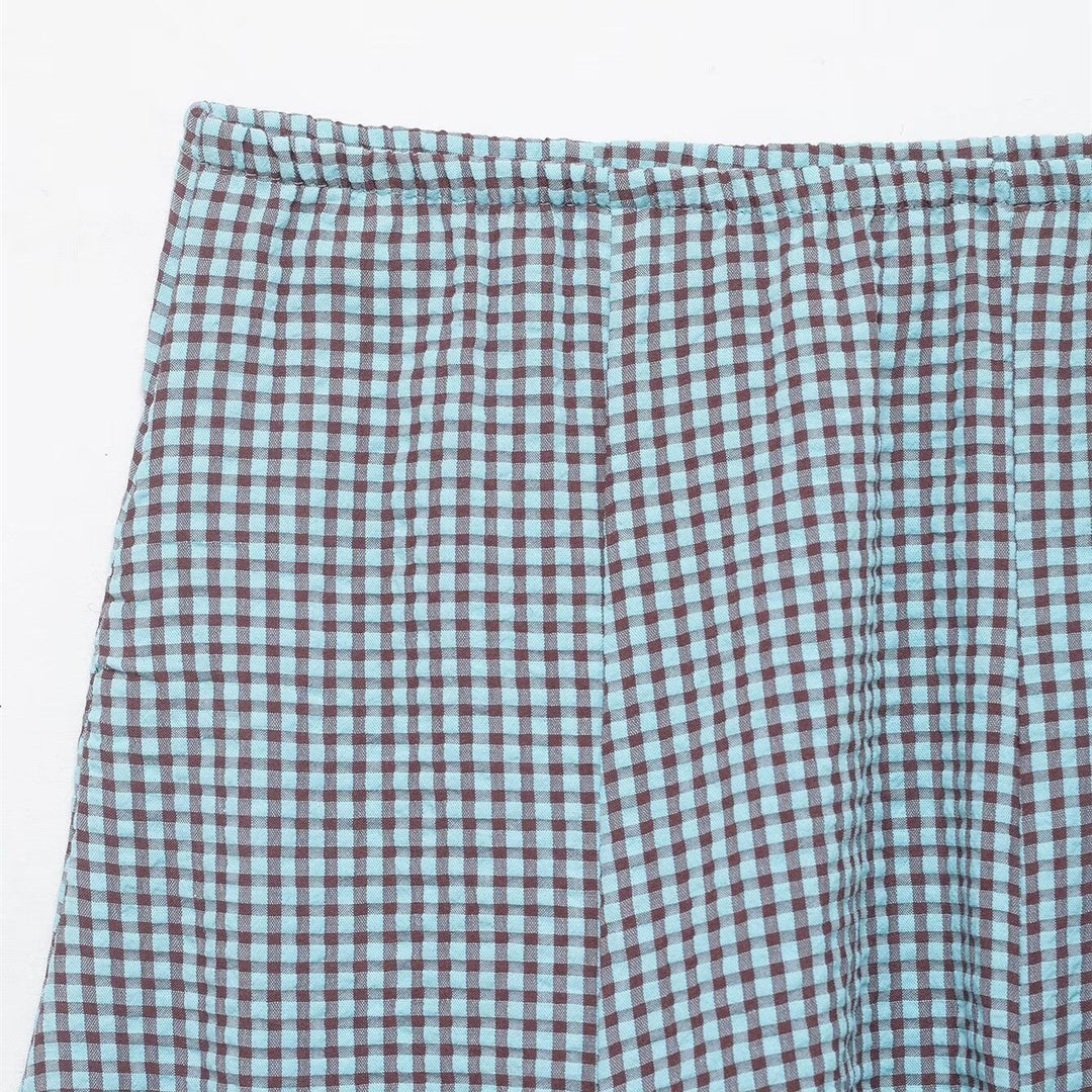 Damer utsvängd Gingham-kjol med veck Mirla-Eva Jonsson