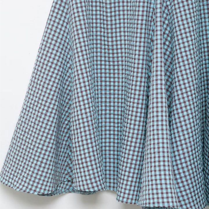 Damer utsvängd Gingham-kjol med veck Mirla-Eva Jonsson