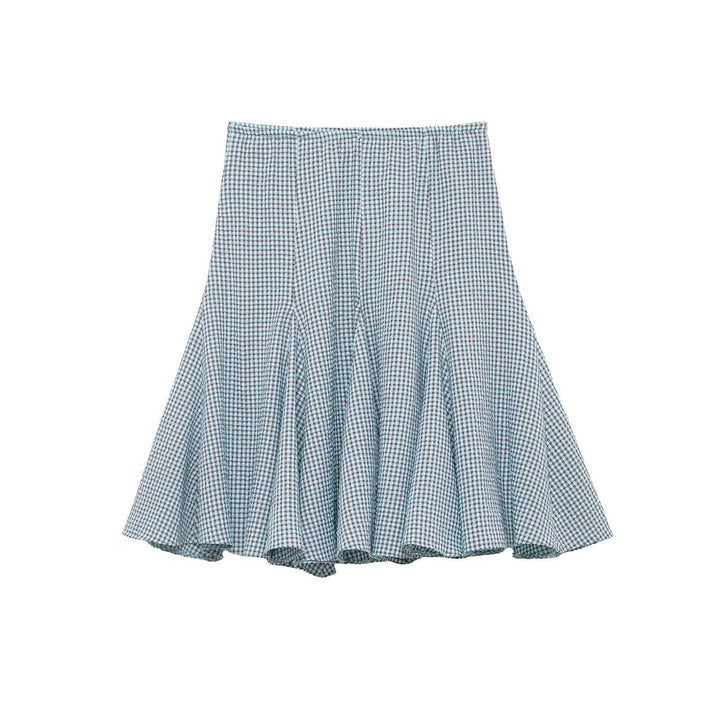 Damer utsvängd Gingham-kjol med veck Mirla-Eva Jonsson