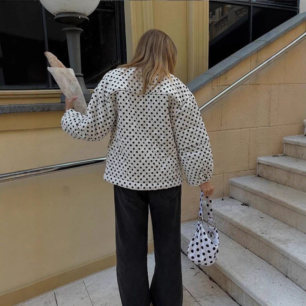Damer vadderad blousonjacka med prickar och voluminösa ärmar Mirla-Eva Jonsson