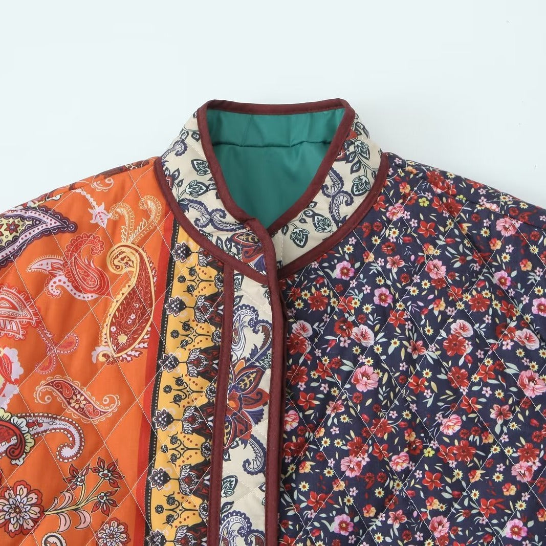 Damer vadderad patchworkjacka med fickor och färggor design Mirla-Eva Jonsson